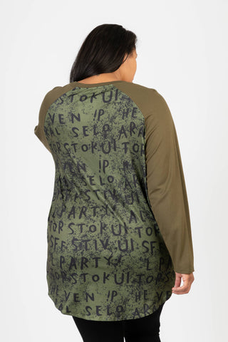 Pomme Rouge | Khaki tunic with lettering