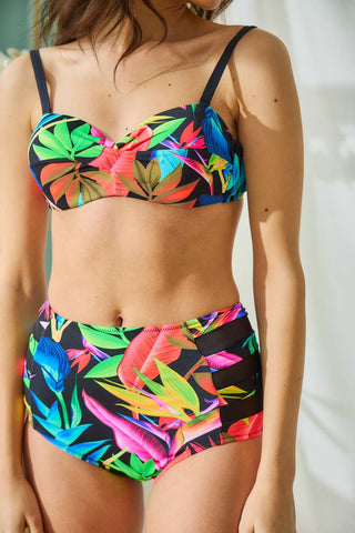 Bikini | Youth style floral print high waist bikini