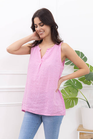 Sleeveless linen top | Happy Look