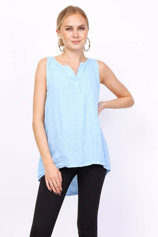 Sleeveless linen top | Happy Look