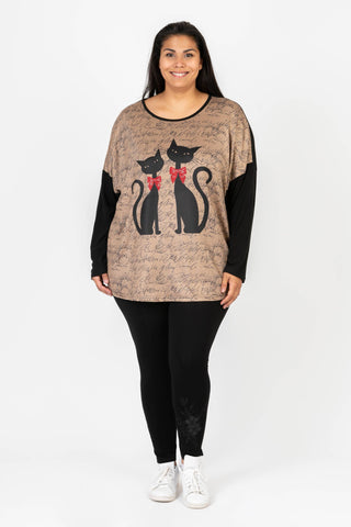 Pomme Rouge | Cat Pattern Beige Sweater