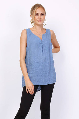 Sleeveless linen top | Happy Look