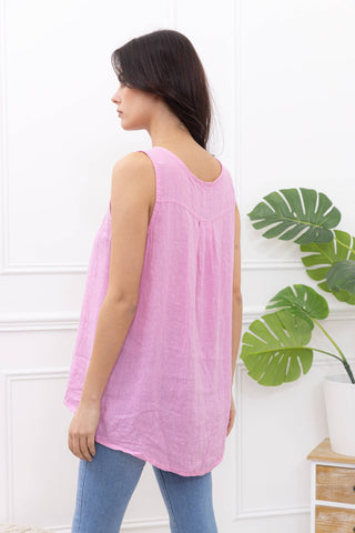 Sleeveless linen top | Happy Look