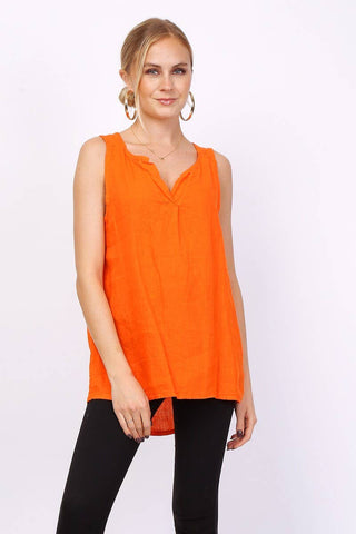 Sleeveless linen top | Happy Look