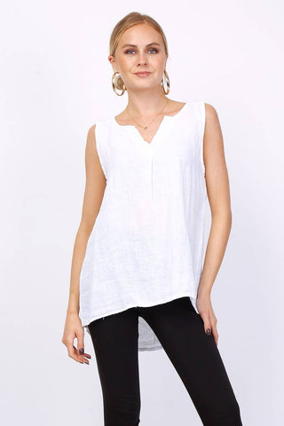 Sleeveless linen top | Happy Look