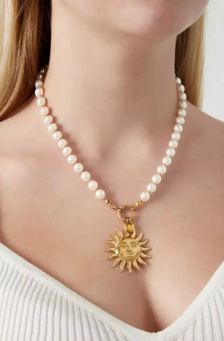 Freshwater Pearl Necklace | Sol | 14K Gullbelagt Rustfritt Stål