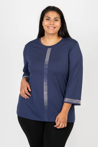 Pomme Rouge | Rhinestone Blue Top