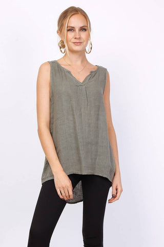 Sleeveless linen top | Happy Look