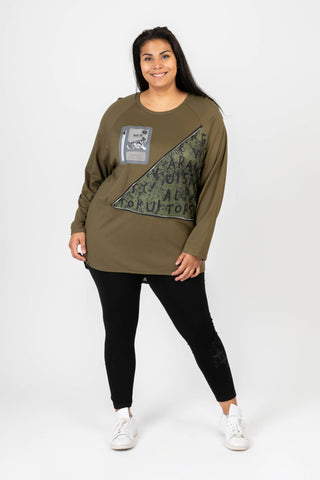 Pomme Rouge | Khaki tunic with lettering