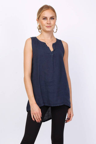 Sleeveless linen top | Happy Look