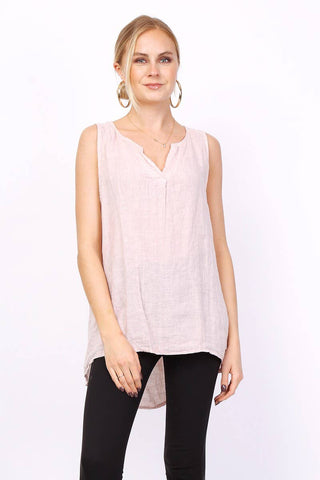 Sleeveless linen top | Happy Look