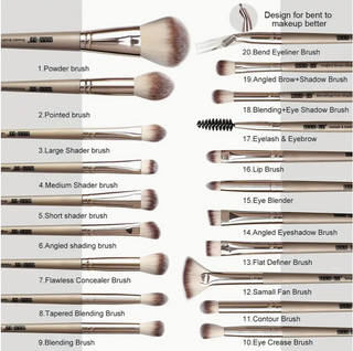 Makeup Brushes - sett med 20 sminkekoster